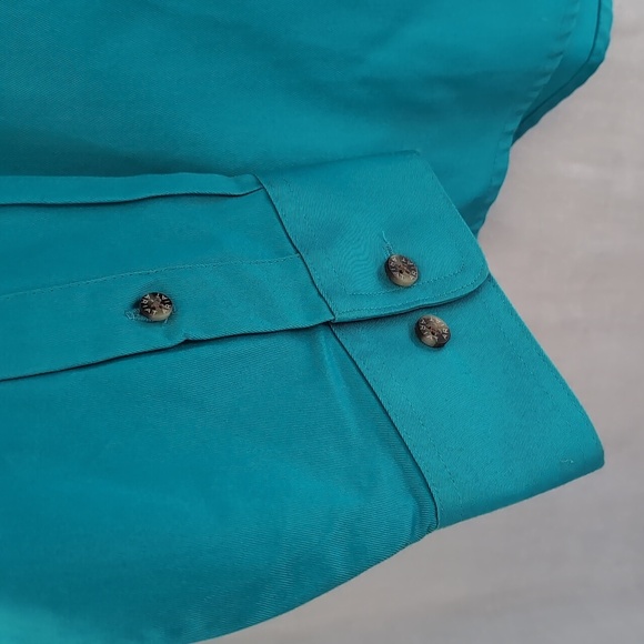 Ariat Turquoise Cotton Long Sleeve Collared Button Up Size Extra Large - Picture 5 of 7